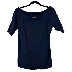 By Anthropologie Size XL Elise Ribbed Off-the-Shoulder Sweater SS Navy Blue A37